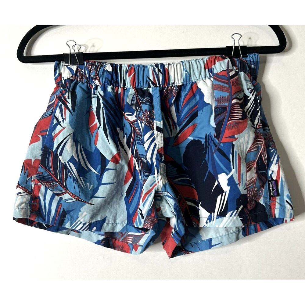 Patagonia Women Size S 100% Nylon Blue White Red Shorts